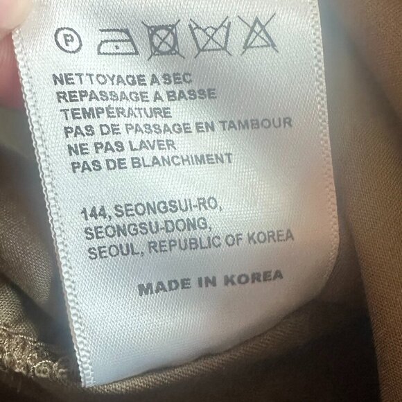 LVIR High-Waisted Straight Leg Trousers Pants Khaki Suede Cotton Size Large NWT - Picture 16 of 16